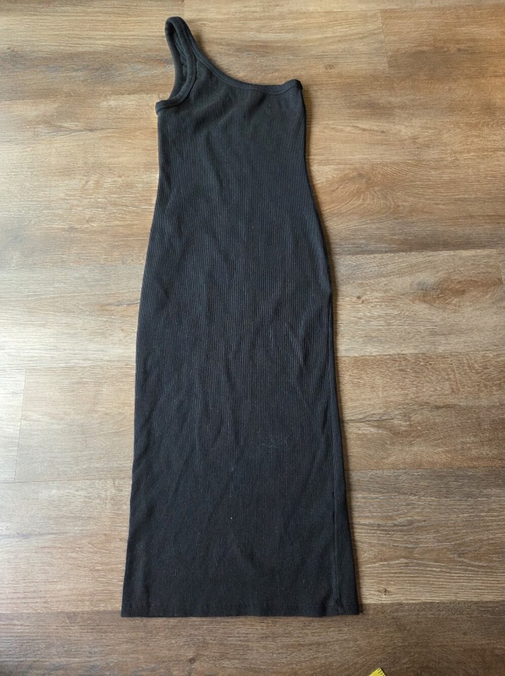 Zara Black One-Shoulder Ribbed Midi Dress
